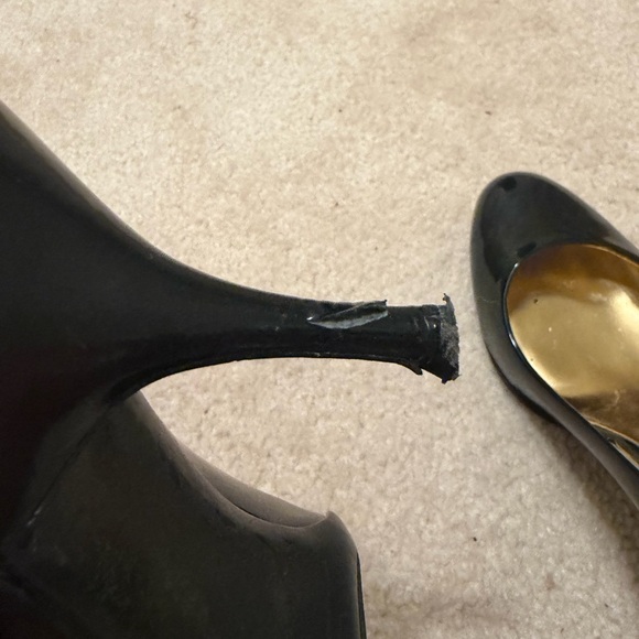 Coach Patent Black Leather Heels with Gold Interior - Picture 8 of 8